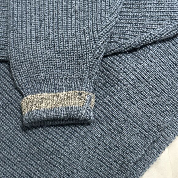 Vintage Wool Sweater Towne and King California Mens L V Neck Shawl Collar Blue - Picture 11 of 15